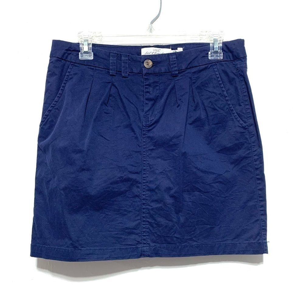 H&M LOGG Chino Navy Blue Mini Short Pencil Skirt Business Wear Career size 6